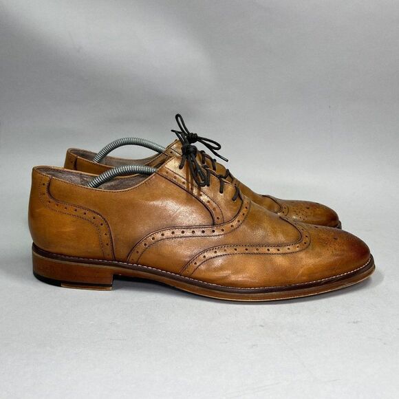 Johnston & Murphy Men's Brown Leather Wing Tip Oxford Dress Shoes - Picture 1 of 10